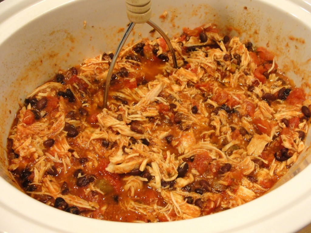 mashing chicken