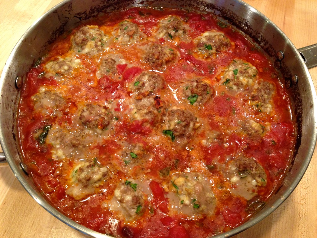 Roasted Meatballs with Triple Tomato Sauce