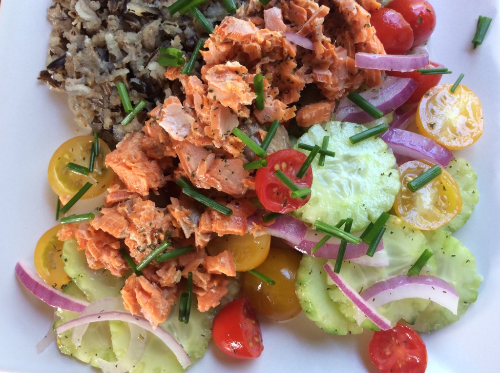 Salmon and Wild Rice Salad with Marinated Vegetables