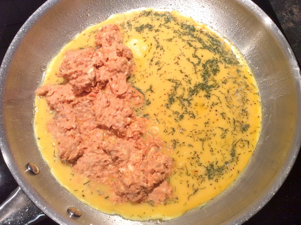 Salmon and Garlic Scape Omelette