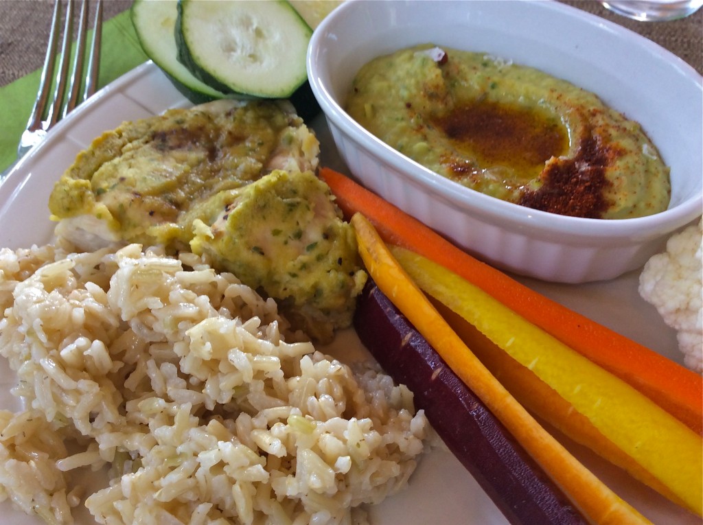 Garlic Scape Hummus Chicken