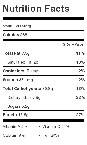 nutrition lable red lentil soup