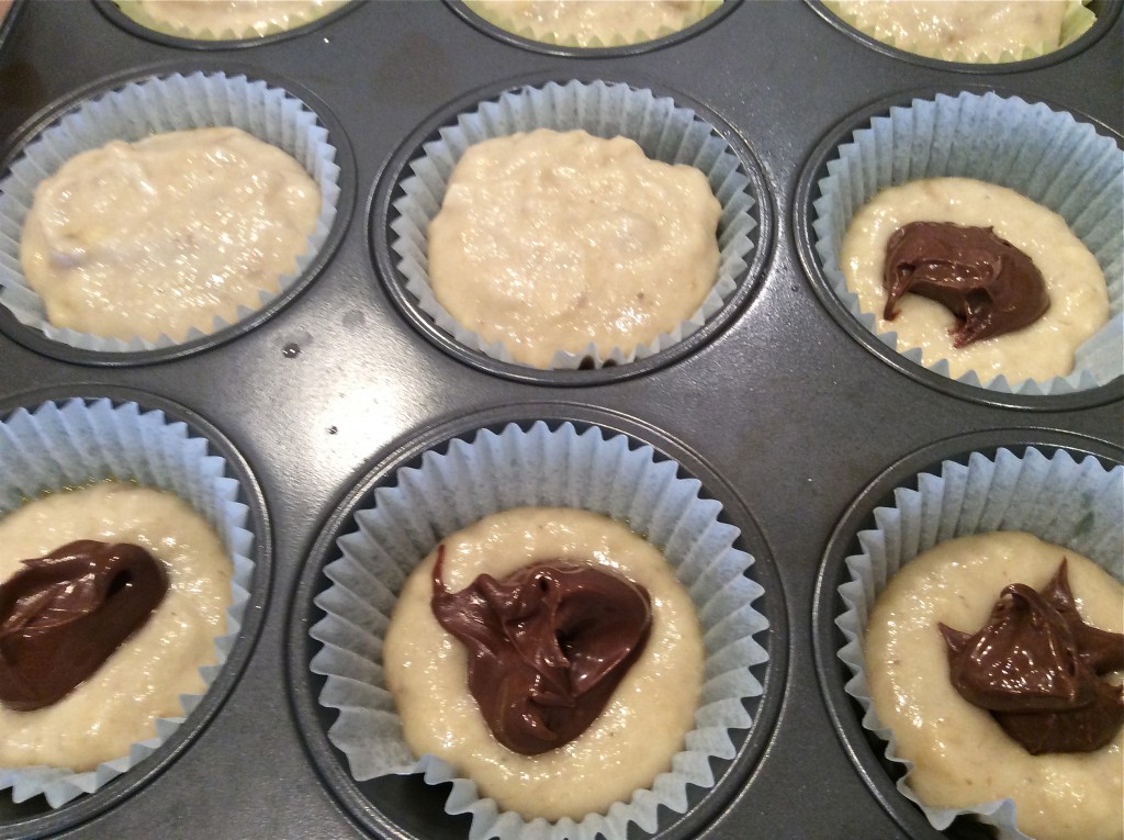 Gluten Free Banana Muffins with Nutella Bomb