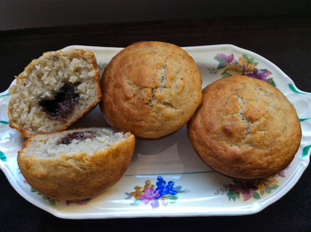 Gluten Free Banana Muffins with Chocolate Bomb