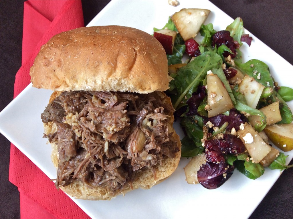 Pulled Beef with Roasted Garlic Sandwiches