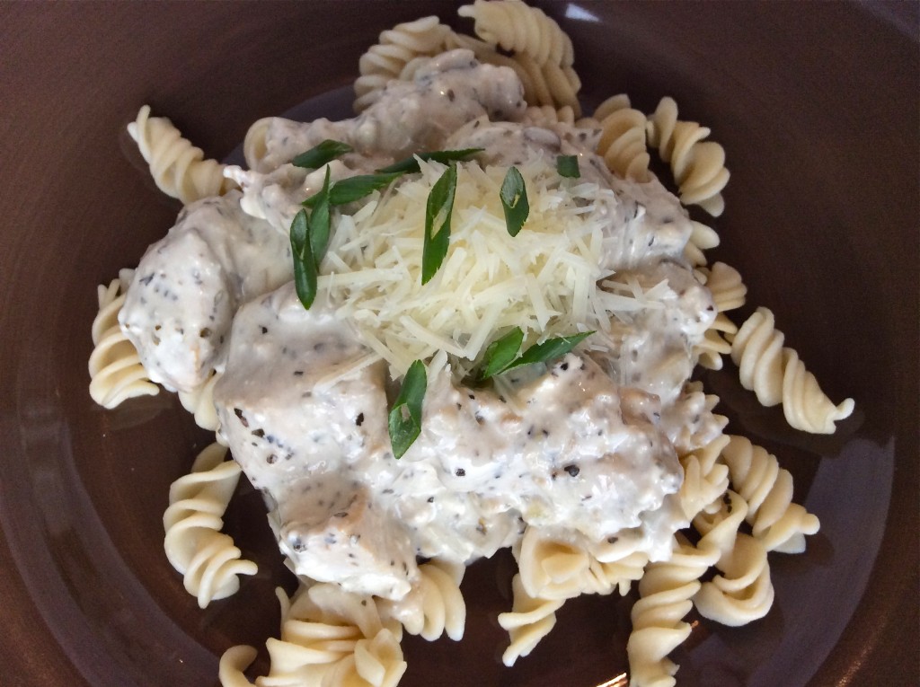 Chicken and Mushrooms in Creamy White Wine Sauce