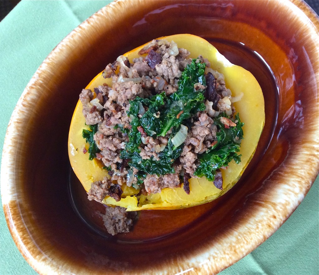 Beef, Bacon & Kale Stuffed Acorn Squash