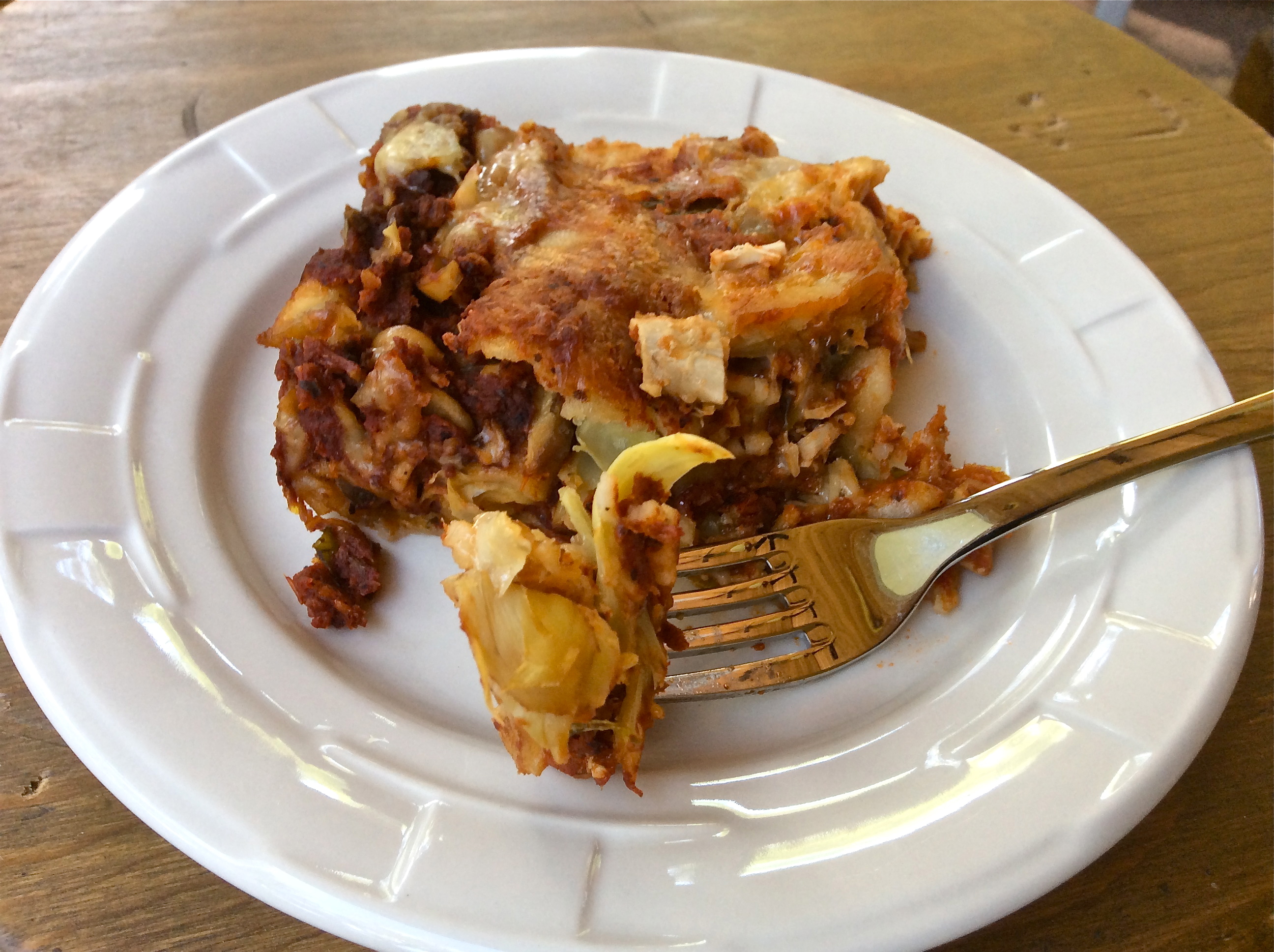 Chicken and Artichoke Lasagna with Bolognese Sauce