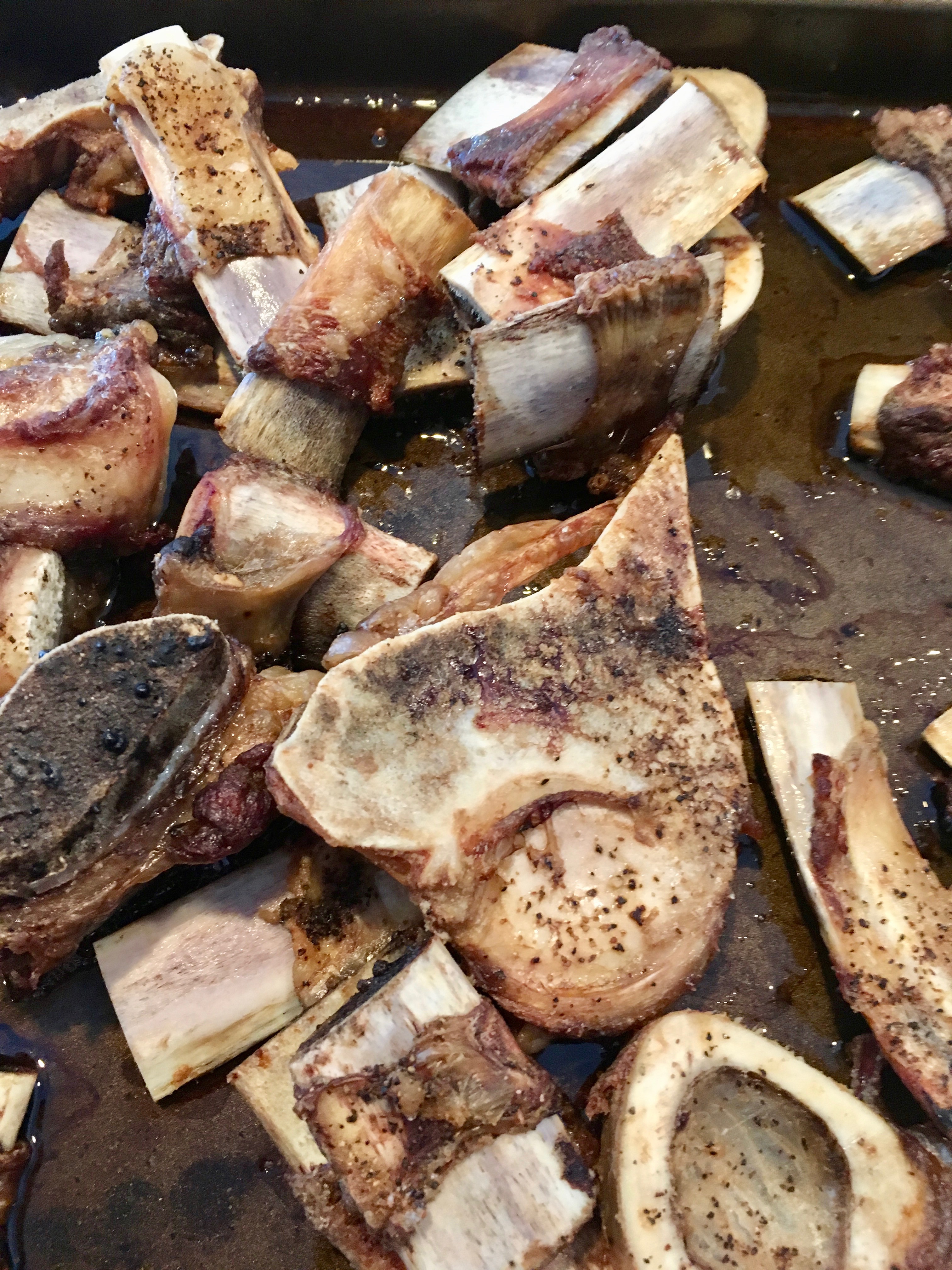 roasted beef and lamb bones