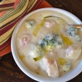 Creamy Cauliflower and Smoked Pork Chop Soup with Garlic-Infused Olive Oil