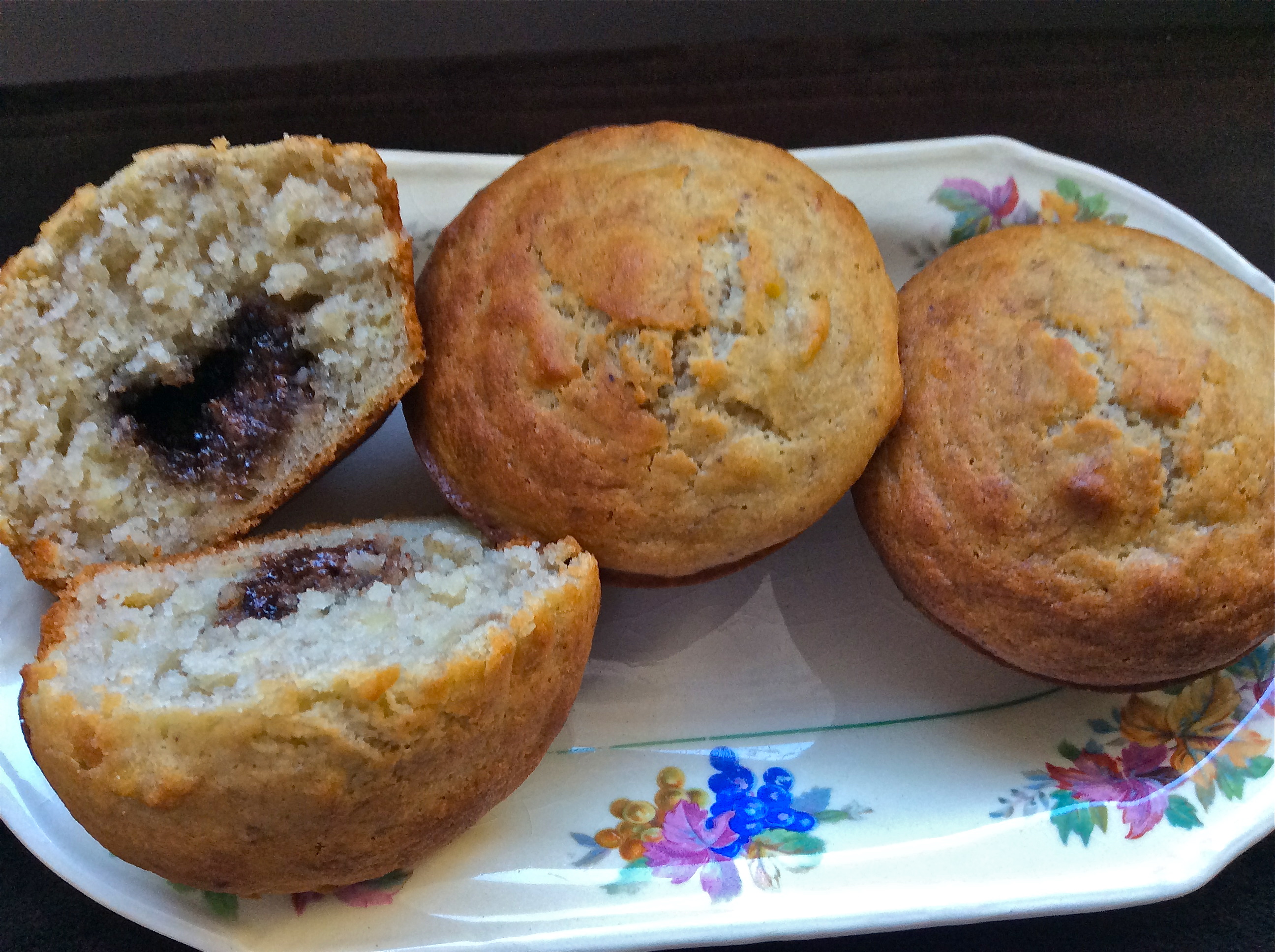 Gluten Free Banana Muffins with Nutella Bomb