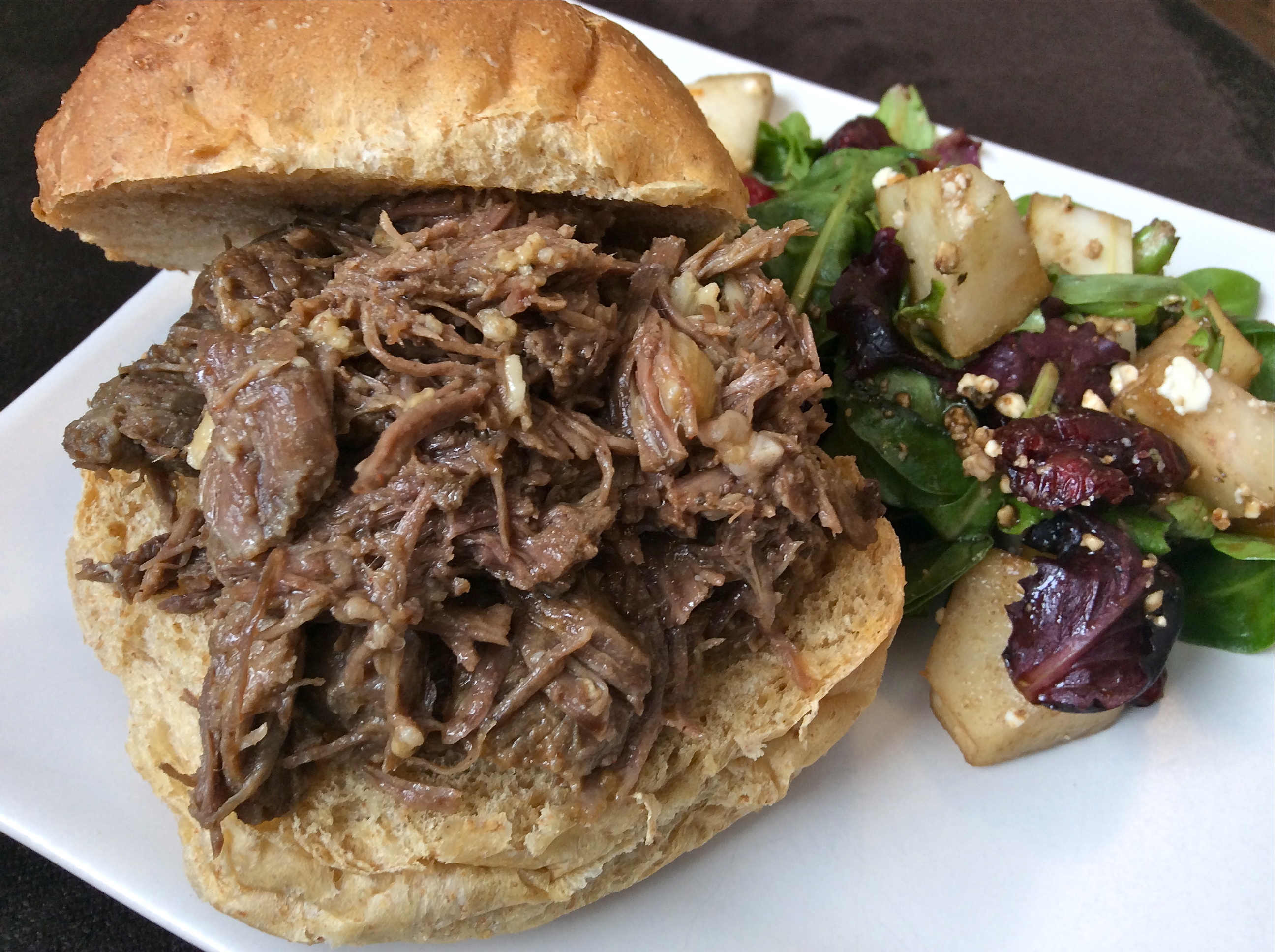 Pulled Beef with Roasted Garlic Sandwiches
