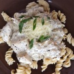 Chicken and Mushrooms in Creamy White Wine Sauce